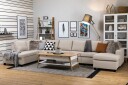 Crazy 6 seters Venstrevendt U formet XX Large Sofa med Divan og Sjeselong i Stoff   Beige