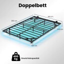 Flytende sengeramme i metall med LED lys svart 140x200 cm