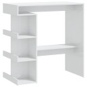 vidaXL Barbord med oppbevaringsstativ høyglans hvit 100x50x101,5 cm