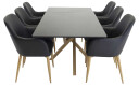 Venture Design Piazza & Comfort spisegruppe Svart/svart 6 stoler & bord 180 x 90 cm