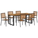 vidaXL Hage Spisegruppe 7 pcs Svart Solid akasietre