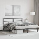 vidaXL Sengeramme i metall med hodegavl svart 160x200 cm 8721012302655