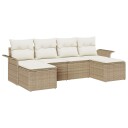  Hagesofa Set med pute 6 pcs Beige Poly rattan