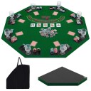 Cwy Pokermatte 120 x 120 cm Texas Holdem pokerbordtrekk sammenleggbart for 8 spillere med drikkeholdere grønne UY10154GN