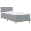  Box Spring Seng med Madrass & LED Lys Lysegrå 80x200 cm Stoff