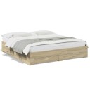  Sengeramme med skuffer sonoma eik 200x200 cm konstruert tre 8721102620119
