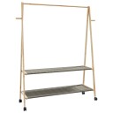  Klesstativ med hyller og hjul 132x45,5x155,5 cm bambus 8721102642968