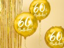 60th Birthday Rund Gullfarget Folieballong 45 cm