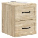  Vegghengt Nattbord med skuff 2 pcs Sonoma eik 34,5 x 33 x 40 cm