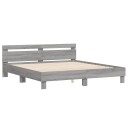 vidaXL Sengeramme med hodegavl grå sonoma 160x200 cm konstruert tre 8721012246287