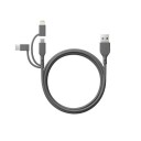GP 3-i-1 USB-kabel med USB-C, Micro-USB og Lightning, 1m
