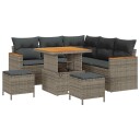 vidaXL Hagesofa Set 8 stk. 5-Antall seter Grå Poly rattan