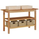 vidaXL Baderomshylle med kremhvite marmorvasker heltre teak