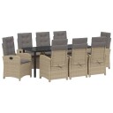  9 delt hage spisebordsett med puter beige polyrotting