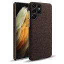 KSQ Stoffbelagt Samsung Galaxy S22 Ultra 5G Plast Deksel Brun