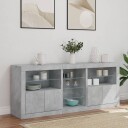 vidaXL Skjenk med LED-lys betonggrå 162x37x67 cm