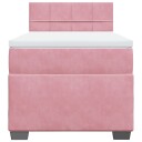  Seng med madrass boksfjær rosa 100x200 cm fløyel 8721102711213