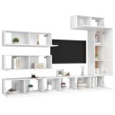 vidaXL TV-benksett 7 deler hvit sponplate