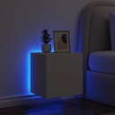  Vegghengt TV-benk med LED hvit 40,5x35x40 cm 837246