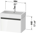 Duravit Ketho.2 Servantskap 1 Skuff 684x460 mm Grafitt Matt