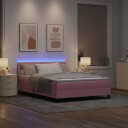  Box Spring Seng med Madrass & LED Rosa 140x200 cm Fløyel