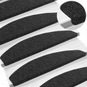  Selvlimende trappematter 15 pcs Svart 80 x 28 x 3,5 cm