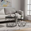 Sett med sidebord i rotting – avtakbare brettplater 2 deler