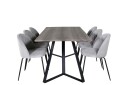 Venture Home Marina Spisegruppe 180 cm Rektangulær med 6 Wrinkles Stoler Sort