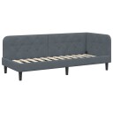  Hjørnesengramme med hodegjerde Mørkegrå 80 x 200 cm Fløyel