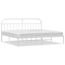 vidaXL Sengeramme i metall med sengegavl hvit 200x200 cm