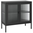 vidaXL Skjenk svart 70x35x70 cm glass og stål
