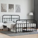 vidaXL Sengeramme i metall med hode- og fotgavl svart 140x190 cm 8720845881399
