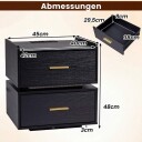 LED nattbord med ladestasjon – 2 skuffer svart