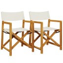  Sammenleggbare hagestoler 2 stk kremhvit stoff 365837