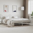 vidaXL Sengeramme i metall med hode- og fotgavl hvit 200x200 cm 8720845883911