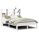  Seng med bokhylle uten madrass hvit 160x200 cm heltre furu 8721158613547