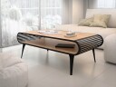 Salvaris Sofabord 120 cm - Svart med bordplate i naturlig trelook