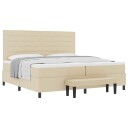  Sengebunn med madrass & benk krem 200x200 cm stoff