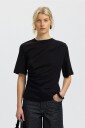 Selected Slwoline T-skjorte i Bomullsjersey med Rund Hals Svart M
