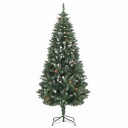 vidaXL Kunstig juletre med furukongler og hvitt glitter 180 cm
