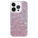 iPhone 15 Pro Glitter Flakes TPU-deksel Rosa