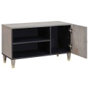  TV skap med hylle med dør Grå 80 x 33 x 46 cm Massiv mango tre