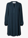 Selected Femme Viva Long Sleeve Short V-Neck Dress Blå 36