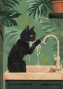 Black Cat Water Play Plakat / 30x40
