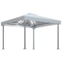 vidaXL Paviljong med LED-strenglys 300x300 cm kremhvit aluminium