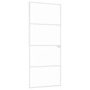 vidaXL Innerdør hvit 83x201,5 cm herdet glass og aluminium slank
