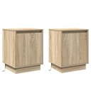  Nattbord med LED lamper 2 stk Sonoma eik 39x34,5x50 cm
