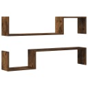  Vegghyller 2 stk røkt eik 100x15x20 cm konstruert tre 8720286956137