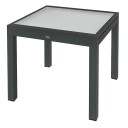 Table Extensible de Jardin Grande Midjemål: 160L x 80W x 75H cm Aluminium Mørkegrå Topp i herdet glass Gjennomsiktig Aosom