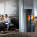 Contura 596:2 Style Svart Vedovn Med Sideglass Og Støpejernsdør Glasstopp